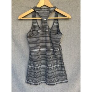 LULULEMON Cool Racerback Tank‎ 6/8 Cut Back Stripe Linen White Black